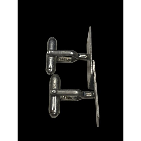 Anson 925 Sterling Silver Vintage Cufflinks with Etched Floral Design - Picture 5 of 6